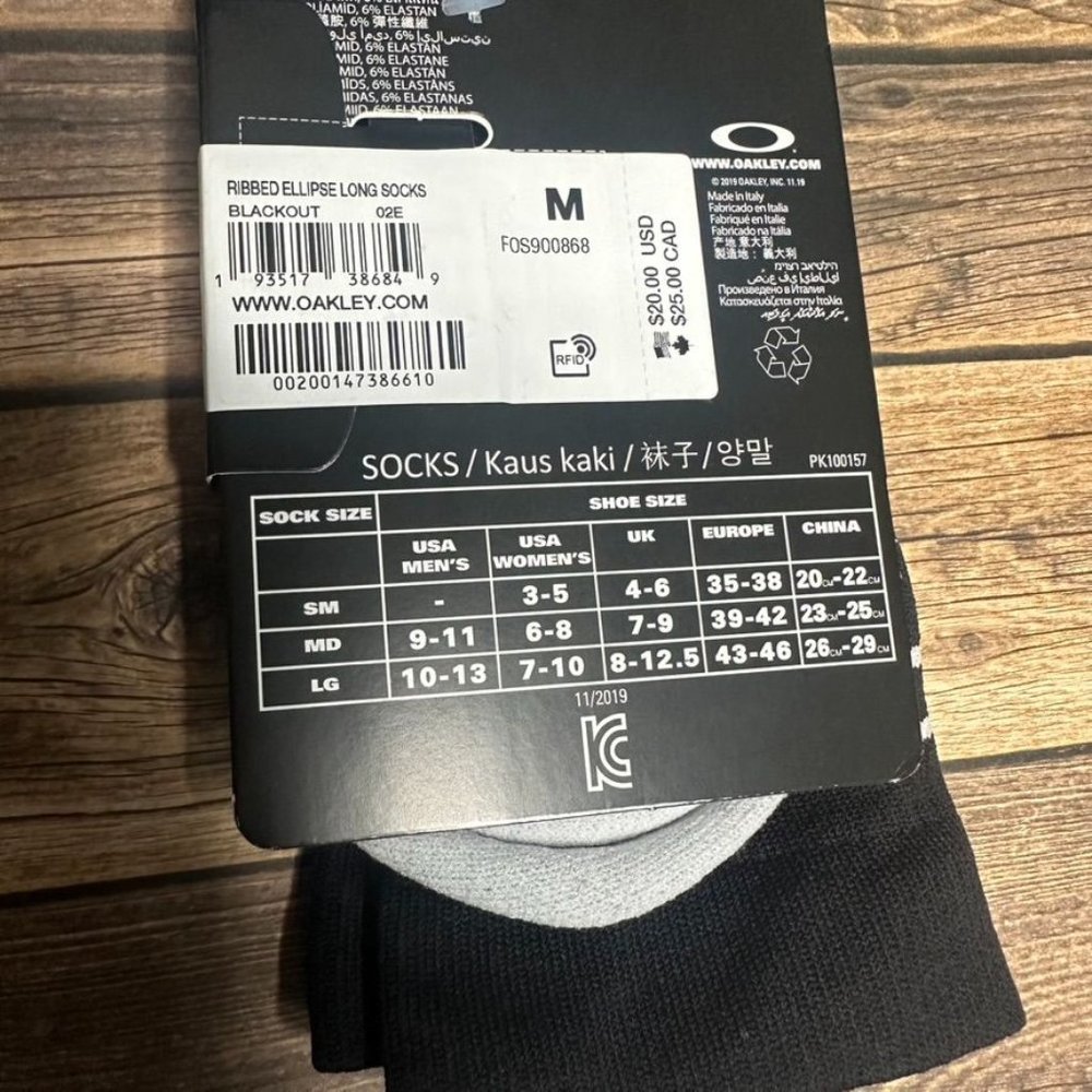 Oakley Ribbed Ellipse Long Socks NWT Size Medium (Black) *Unopened* Unisex - Picture 6 of 8